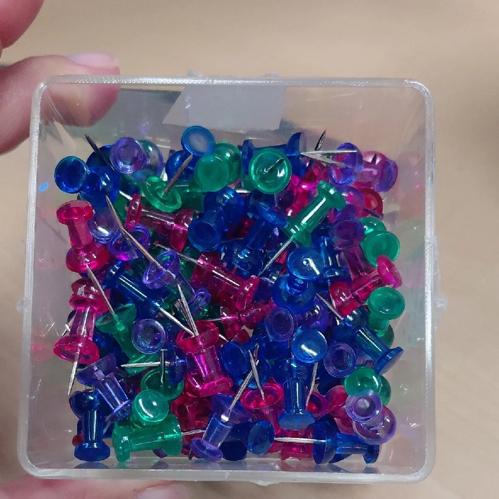 Multi-Color Push Pins - Assorted Blue, Green, Pink, Purple - Brand